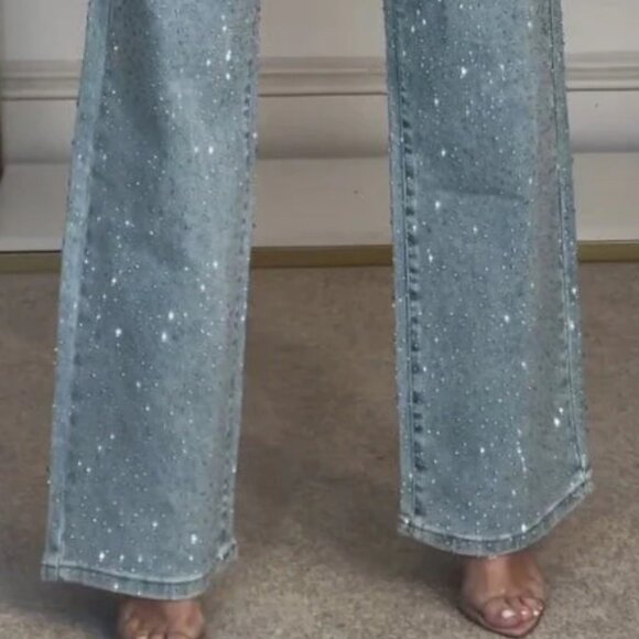NWT Sparkly Embellished Jeans Size L/8 - Picture 10 of 10
